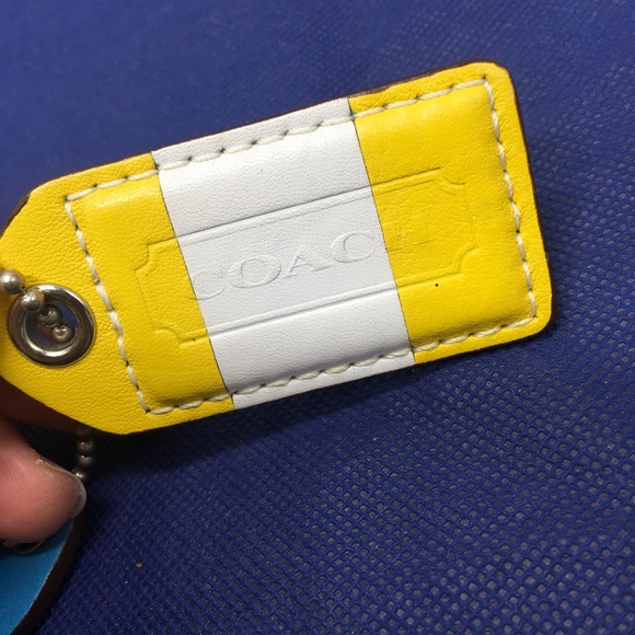 Coach 2 Leather Hang Tags Stripes Key Fob Key Chain Charm - Picture 11 of 11